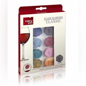 VACU VIN Glass Markers, Set of 8 - Suction Cup Sticks to any Smooth Surface